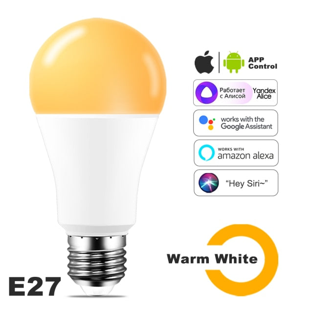  Smart Bulb 15W Color Wi Fi Light RGB E27 LED Lamp 220V 110V Alexa Google Home Assistant Siri Voice Control Dimmable