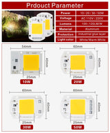 LED Chip 10W 20W 30W 50W 220V 110V COB Lamp Beads Smart IC No Need Driver LED Bulb for Flood Light Spotlight Diy Lighting