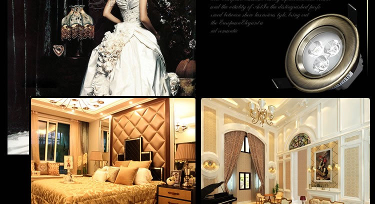 European style Bronze/Red Copper 3W 5W 7W LED dimmable White/Cool White/Warm White Downlight Ceiling Downlight Lamp