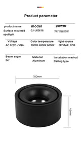 Round led downlight living room corridor aisle light without opening hole Ming mounted ceiling spotlight thin cob ceiling light