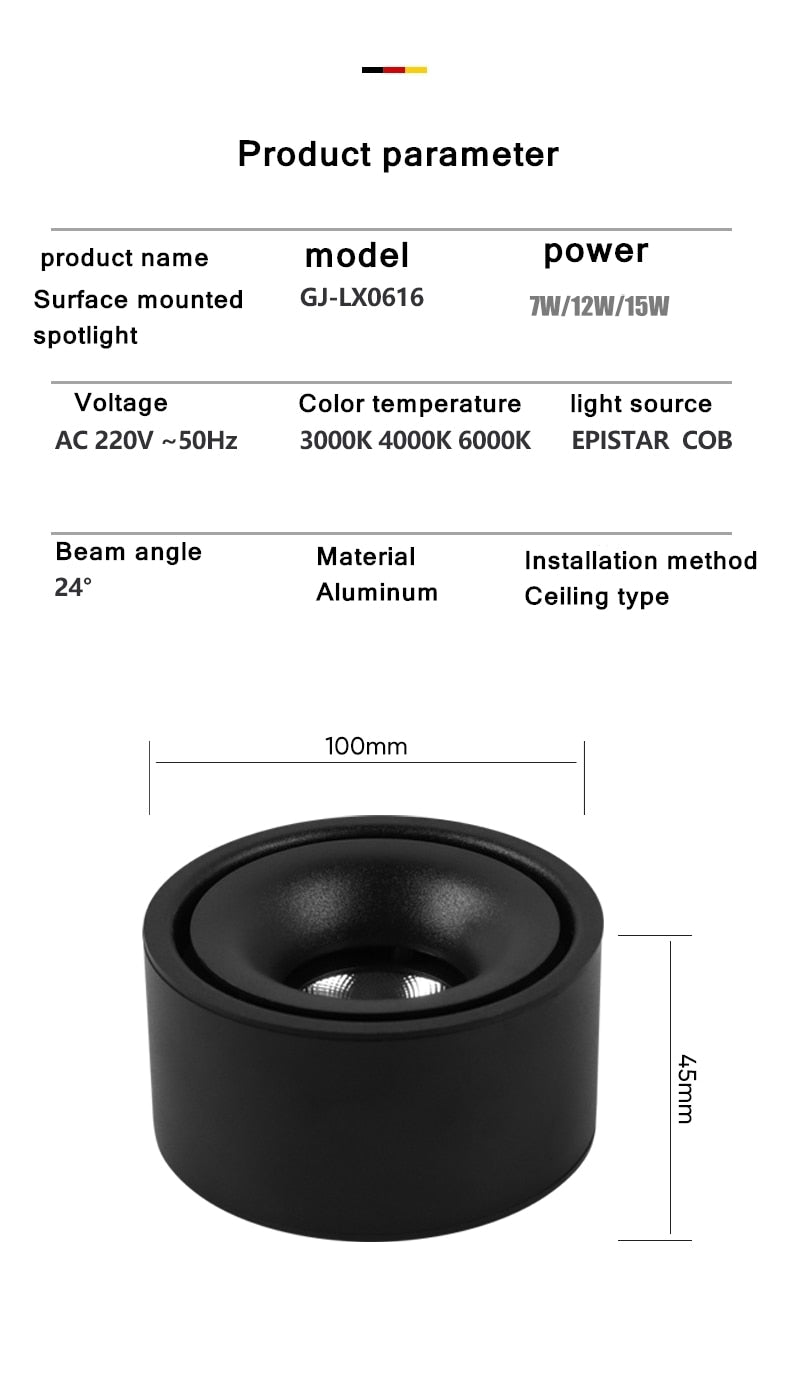 Round led downlight living room corridor aisle light without opening hole Ming mounted ceiling spotlight thin cob ceiling light
