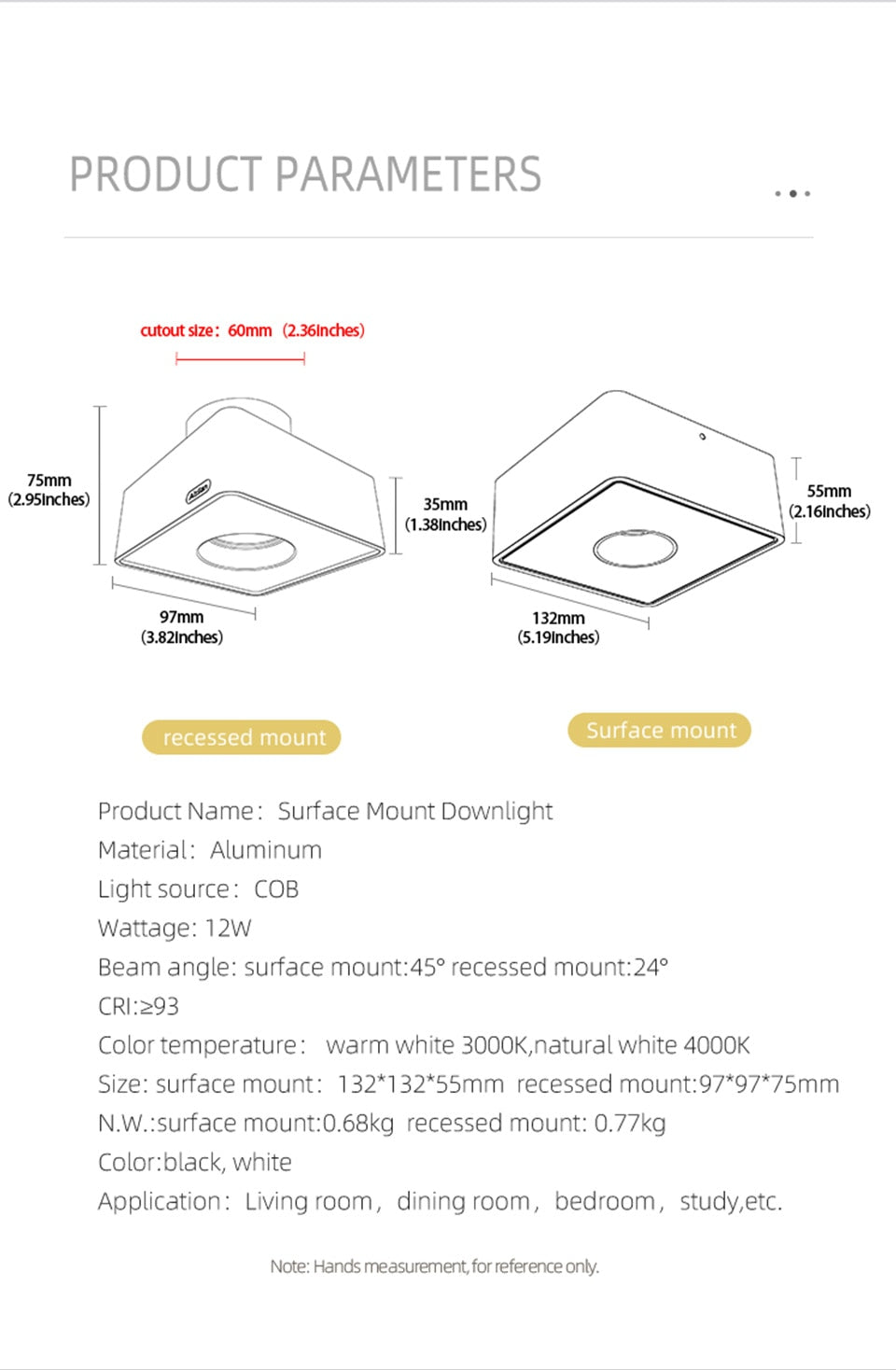 Aisilan Ultra-thin Led Surface Mounted Ceiling Downlight Anti-glare No Flicker Spot light for indoor Foyer Living Room AC90-260V