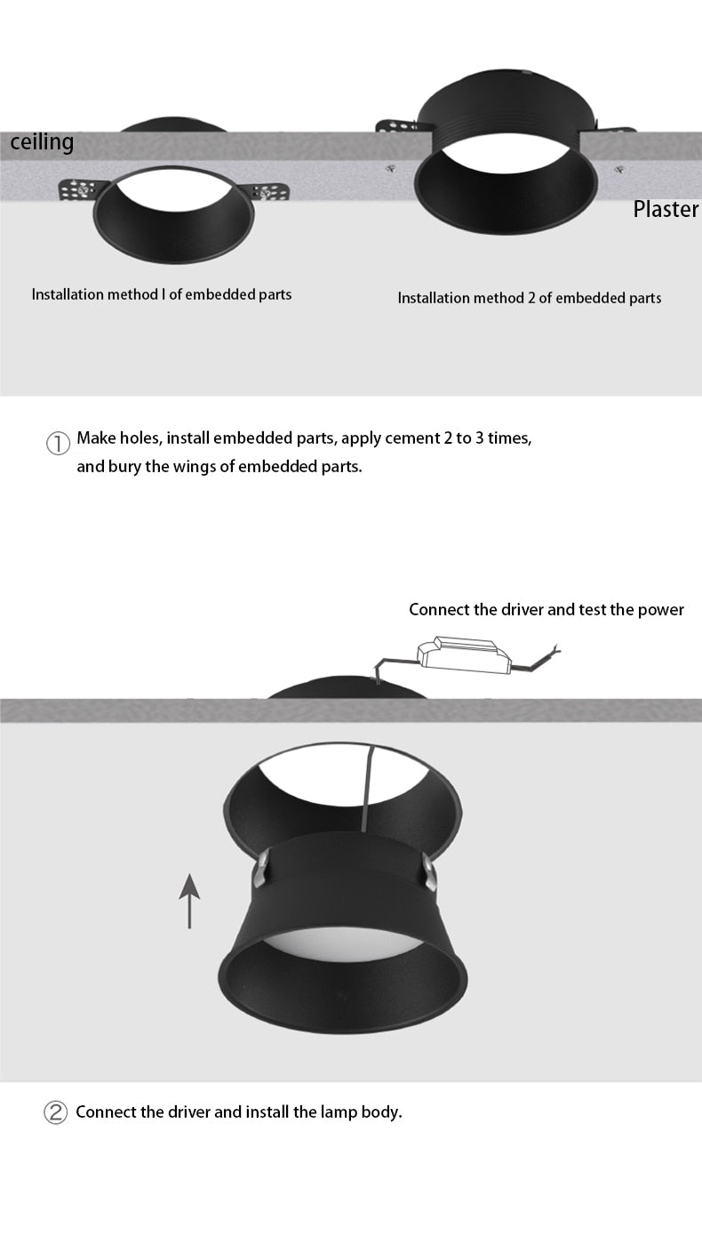 Saiyo Trimless Round COB Led Downlights High End Recessed Ceiling Spot Lights Lamps For Indoor Residential Home