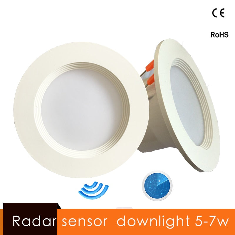Radar Motion Sensor LED Downlight 5W 7W Round Recessed Lamp 90-260v 110/220V Led Bulb for living room study bedroom aisle Indoor