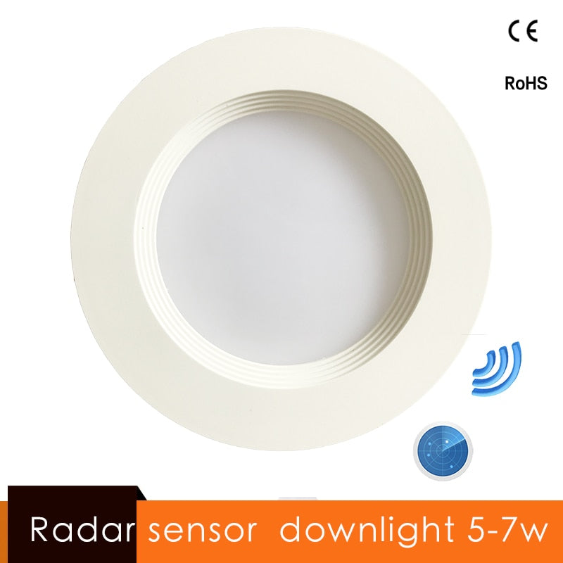 Radar Motion Sensor LED Downlight 5W 7W Round Recessed Lamp 90-260v 110/220V Led Bulb for living room study bedroom aisle Indoor