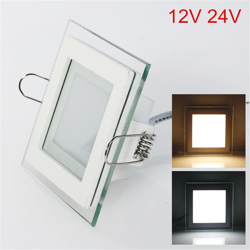 Glass LED Panel Light Round/Square Recessed LED Downlight Panel Light 6W 9W 12W 18W Panel light AC/DC 12V 24V+LED Driver