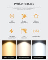 180 ° LED Spot Light DC 12V Spotlight Lamp Ceiling Spots Focus Downlights Indoor Lighting Wall Light Household Supplies