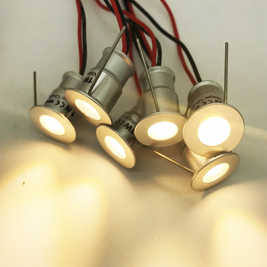 1W 12V 24V AC 110V 220V LED Cabinet Lamps Stair Wall Spotlight 15mm Recessed Ceiling Downlight Kitchen DJ Wedding DIY Lighting