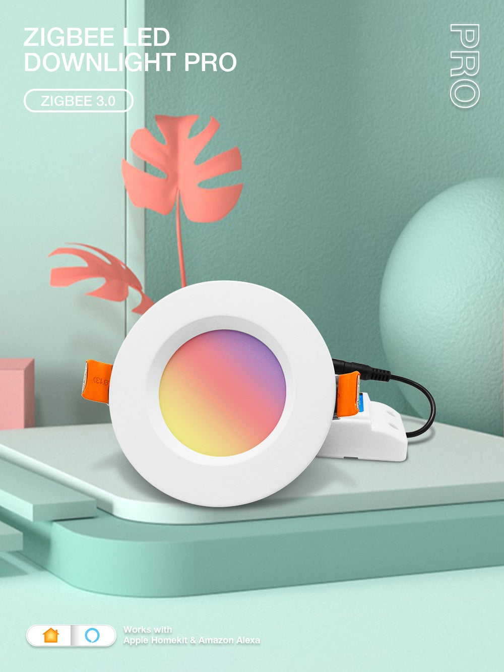 Gledopto Zigbee 3.0 Smart AC100-240V Dimmable Recessed LED Downlight Ceiling 12W Pro For Kitchen Bedroom Toilet Indoor Light