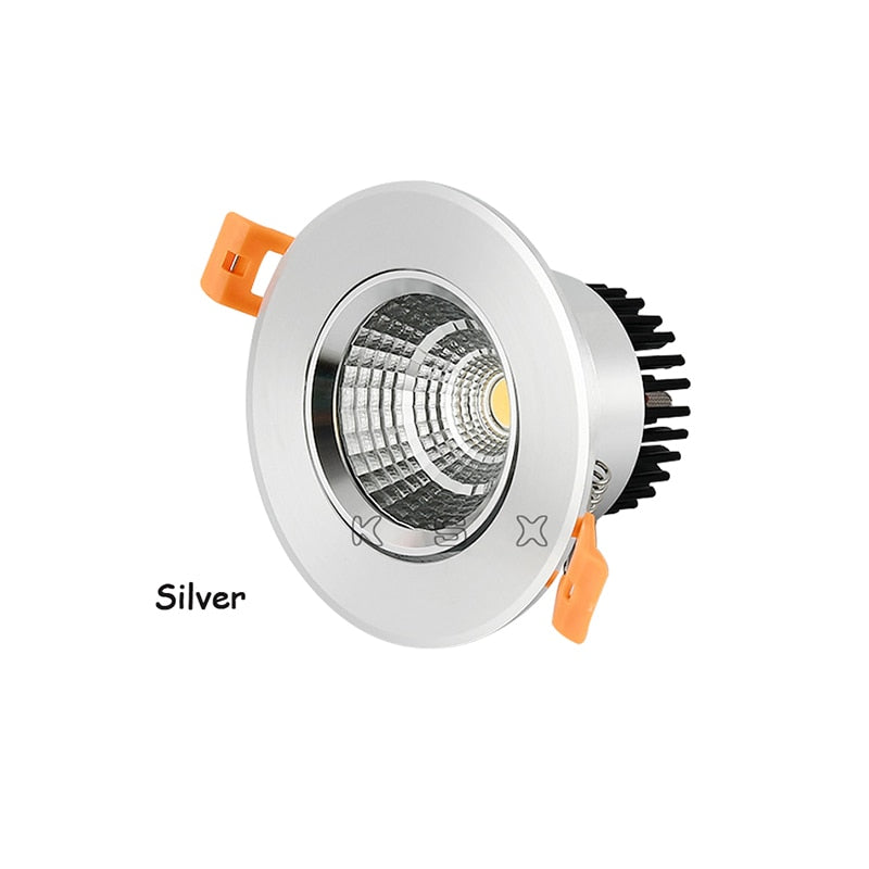 LED COB Spotlight Ceiling Lamp AC85-265V 3W 5W 7W 10W 12W 15W White Silver Aluminum Recessed Downlights Round Led Panel Light