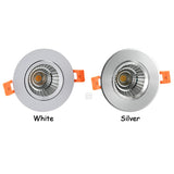 LED COB Spotlight Ceiling Lamp AC85-265V 3W 5W 7W 10W 12W 15W White Silver Aluminum Recessed Downlights Round Led Panel Light