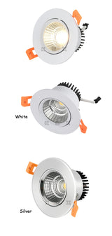 LED COB Spotlight Ceiling Lamp AC85-265V 3W 5W 7W 10W 12W 15W White Silver Aluminum Recessed Downlights Round Led Panel Light