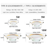 Led Downlight 3W 5W Downlight AC220V-240V Warm Cold White recessed led downlight Kitchen living room Indoor recessed downlight