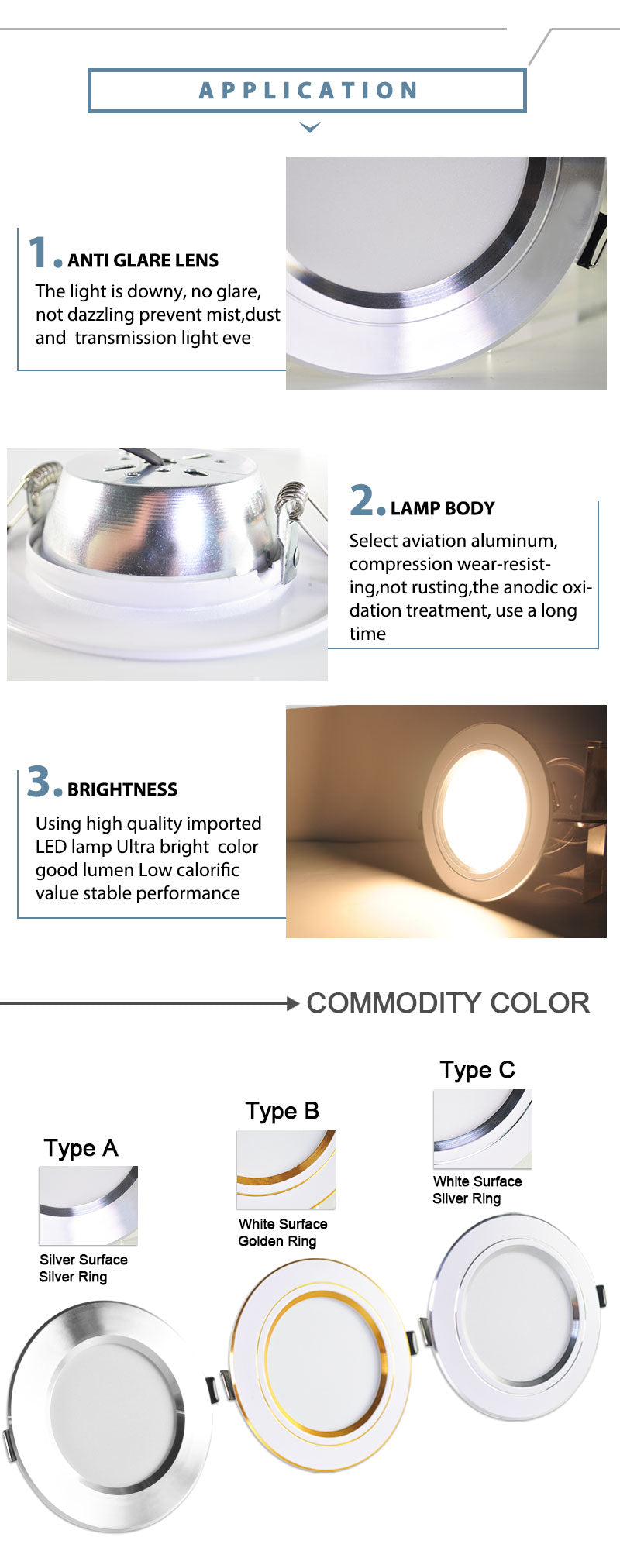 Led Downlight 3W 5W Downlight AC220V-240V Warm Cold White recessed led downlight Kitchen living room Indoor recessed downlight