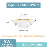 Led Downlight 3W 5W Downlight AC220V-240V Warm Cold White recessed led downlight Kitchen living room Indoor recessed downlight