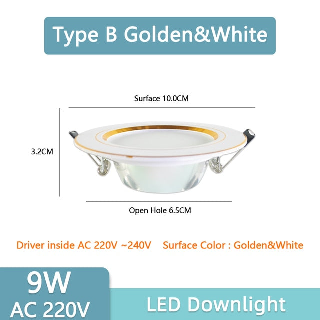 Led Downlight 3W 5W Downlight AC220V-240V Warm Cold White recessed led downlight Kitchen living room Indoor recessed downlight