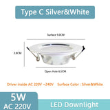 Led Downlight 3W 5W Downlight AC220V-240V Warm Cold White recessed led downlight Kitchen living room Indoor recessed downlight