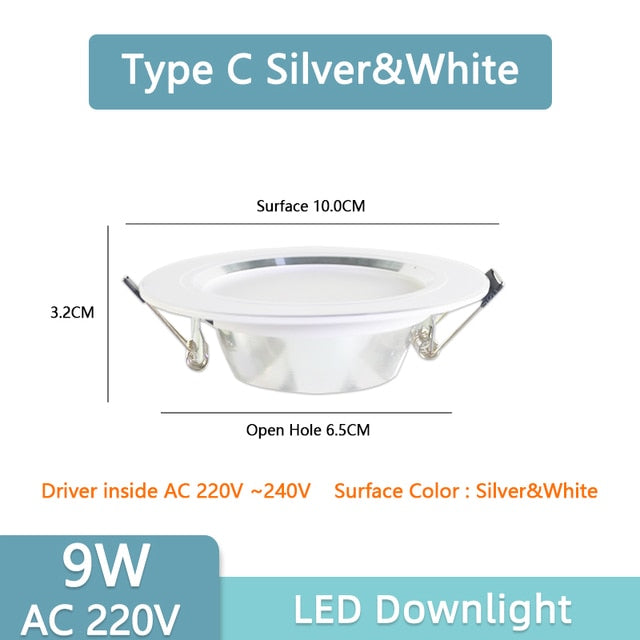 Led Downlight 3W 5W Downlight AC220V-240V Warm Cold White recessed led downlight Kitchen living room Indoor recessed downlight