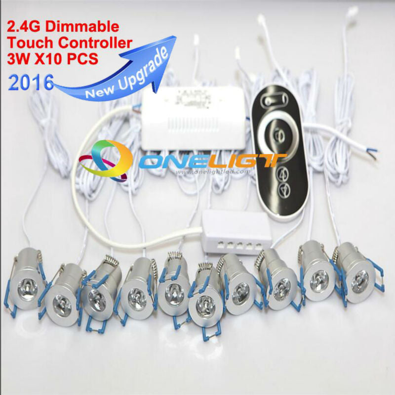  10pcs 3W LED Downlight AC85-265V With Dimming Driver Touch Dimmer Remote LED Under Cabinet Ceiling Lamp