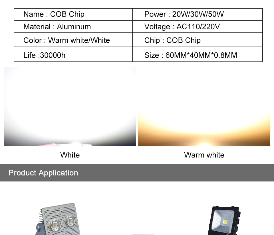 LED chip AC 220V without driver 20W 30W 50W COB LED lamp beads high-power smart IC outdoor DIY lighting downlight floodlight