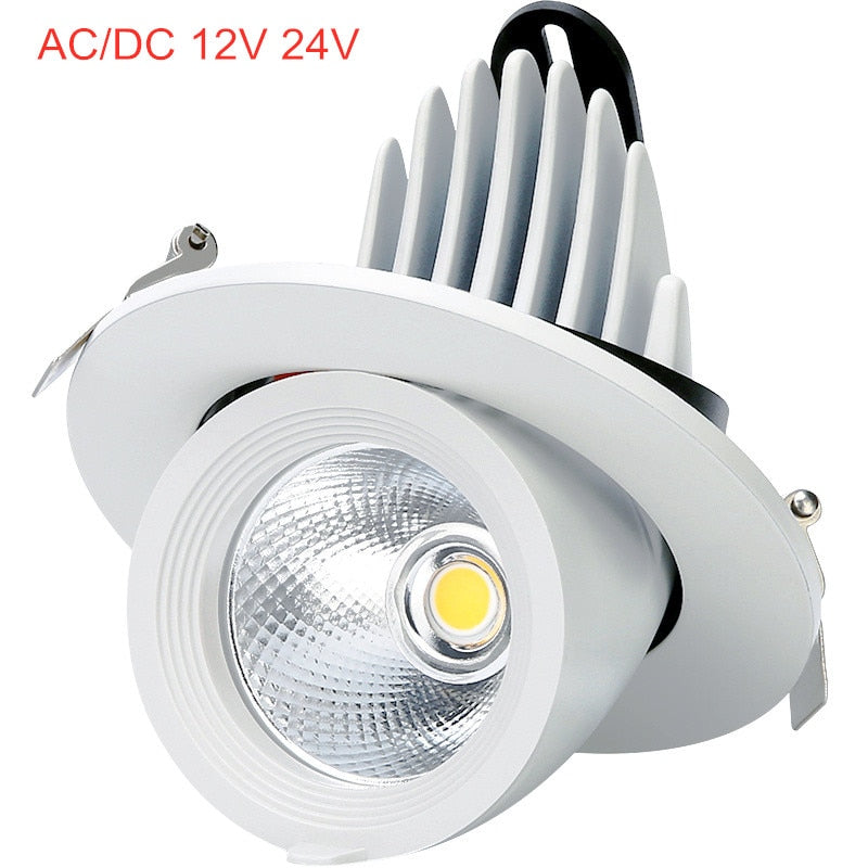 360 angles adjustable 12V 24V 10W 15W 25W LED Panel Light COB Rotation Recessed Ceiling Downlight