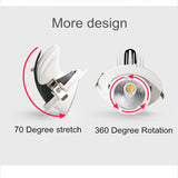 360 angles adjustable 12V 24V 10W 15W 25W LED Panel Light COB Rotation Recessed Ceiling Downlight