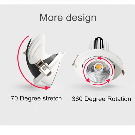 360 angles adjustable 12V 24V 10W 15W 25W LED Panel Light COB Rotation Recessed Ceiling Downlight