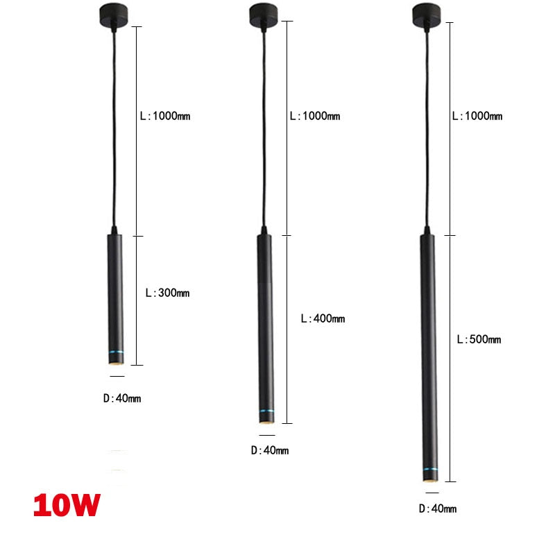 Dimmable 7w LED Pendant Lamp Long Tube downlight Island Dining Room Shop Bar Decoration Cylinder Pipe Lights Cord Pendant Lamps