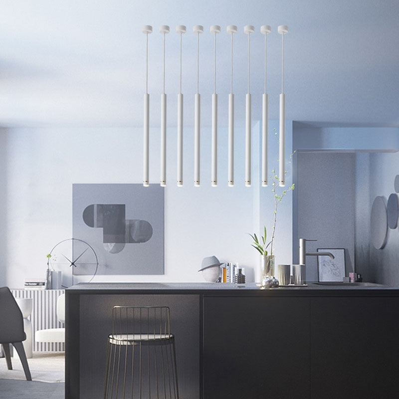 Dimmable 7w LED Pendant Lamp Long Tube downlight Island Dining Room Shop Bar Decoration Cylinder Pipe Lights Cord Pendant Lamps