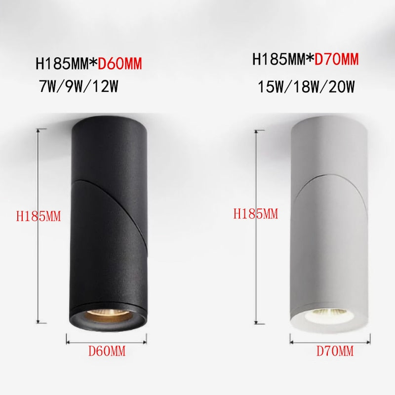 Dimmable Rotating LED Downlights 10W 15W 20W COB LED Ceiling Spot Lights AC110-220V LED Wall Lamp Warm Cold White Indoor Lighting