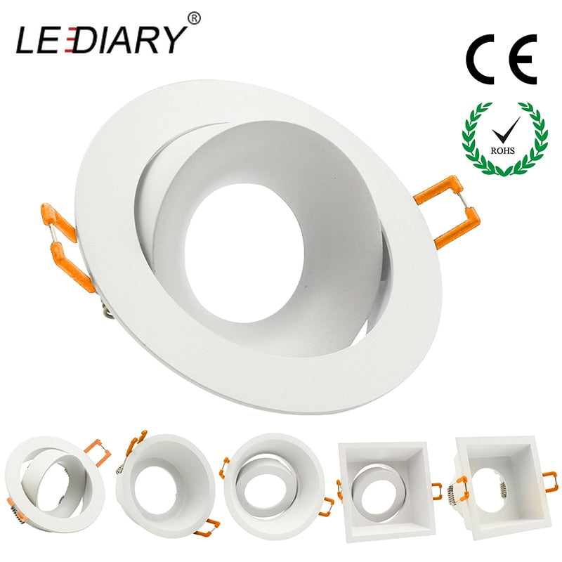 LEDIARY White Recessed LED Ceiling Light Adjustable Frame MR16 GU10 Bulb Changeable Fixture Downlight Holder 75MM 90MM Cut Hole