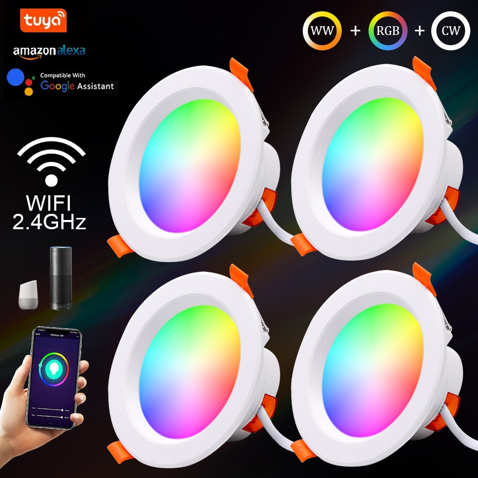 Tuya WiFi LED Downlight Smart Life APP Voice Control RGB Spot Light 5W 7W 9W 15W Dimmable Lamp Work With Alexa Google Home