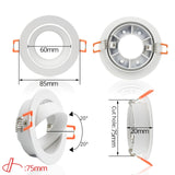 LEDIARY White Recessed LED Ceiling Light Adjustable Frame MR16 GU10 Bulb Changeable Fixture Downlight Holder 75MM 90MM Cut Hole