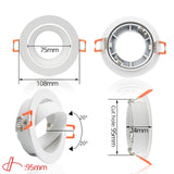 LEDIARY White Recessed LED Ceiling Light Adjustable Frame MR16 GU10 Bulb Changeable Fixture Downlight Holder 75MM 90MM Cut Hole