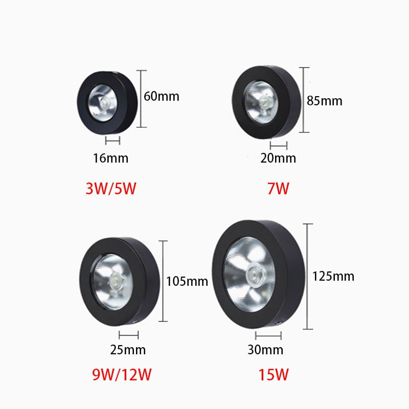 Round LED Wall Lights Surface Mounted LED Ceiling Lamp 3W/5W/7W/9W/12W/15W Ultra-thin Driverless COB Downlight Indoor Lighting