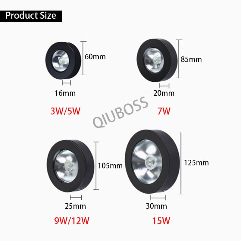 Round LED Wall Lights Surface Mounted LED Ceiling Lamp 3W/5W/7W/9W/12W/15W Ultra-thin Driverless COB Downlight Indoor Lighting