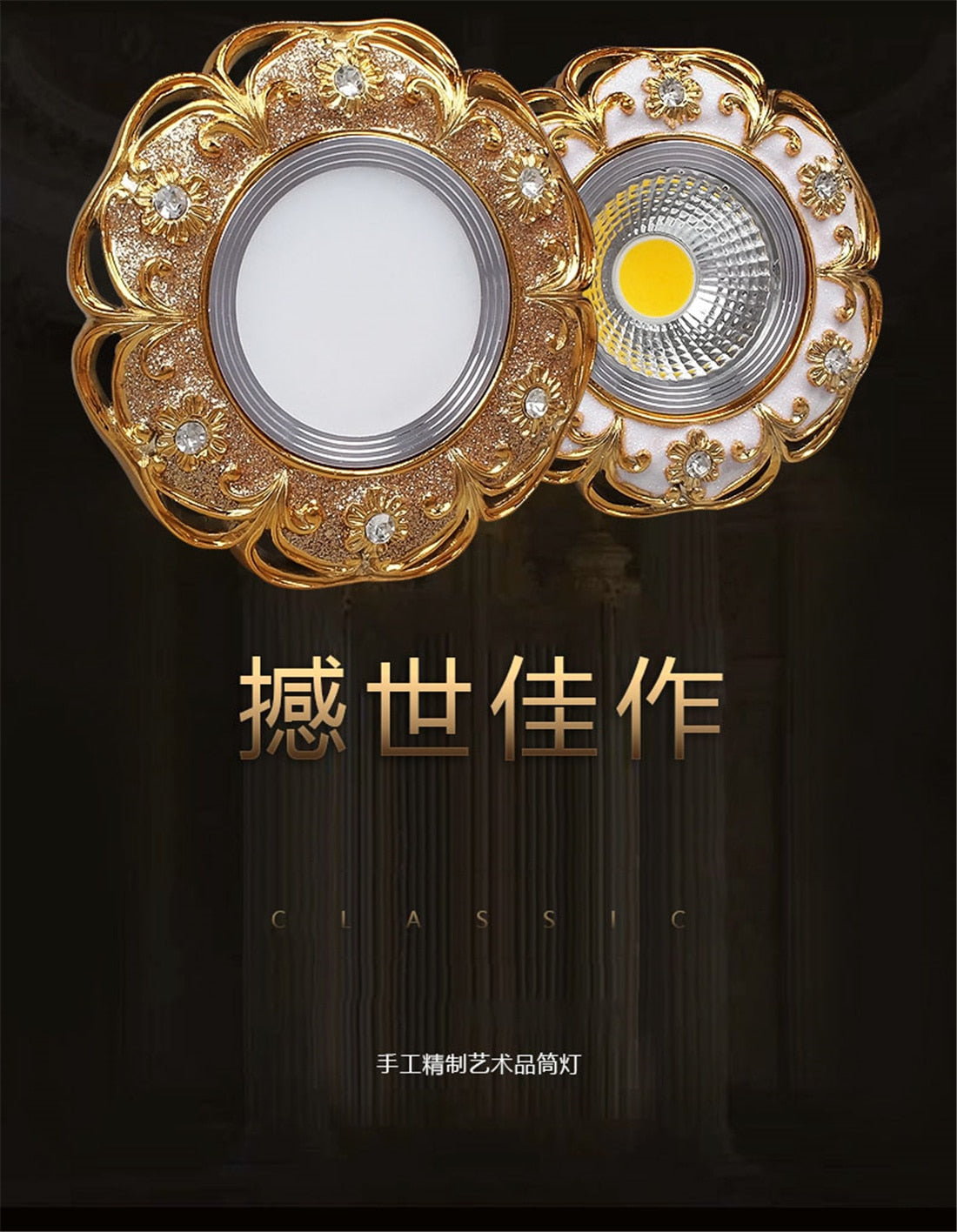 Nordic Luxury Gold White Inlaid Crystal Resin Led Downlight 3W 5W 220V 8Cm Hole Corridor Bathroom Restaurant Spot Recessed Lamp