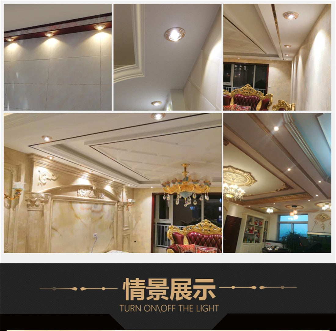 Nordic Luxury Gold White Inlaid Crystal Resin Led Downlight 3W 5W 220V 8Cm Hole Corridor Bathroom Restaurant Spot Recessed Lamp
