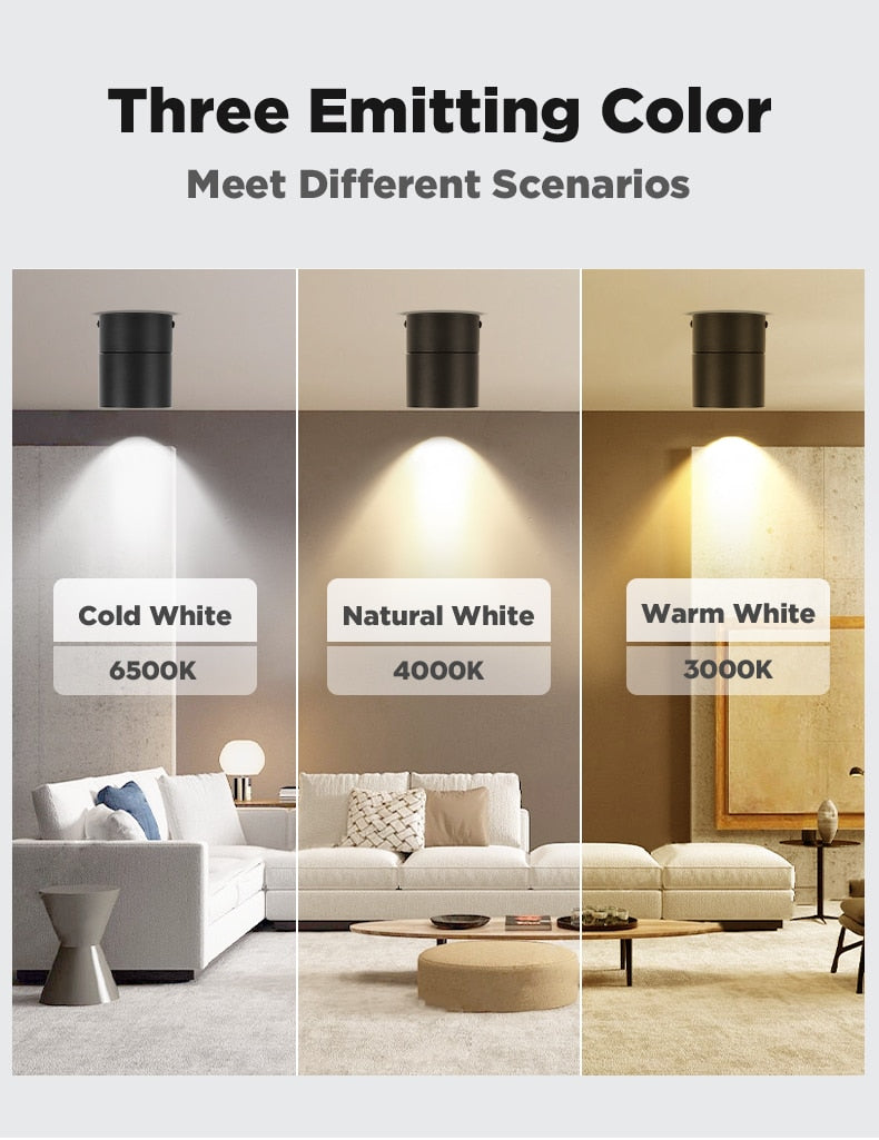 Surface Mounted LED Foldable Downlights Ceiling Spots Fixtures 220V 5W 10W 15W 25W COB Spotlight For Indoor Lighting Home Living Room