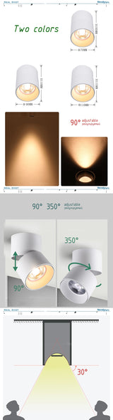 Led Surface Mounted Ceiling Downlight bedroom Adjustable LED Bulb SPOTS DIRIGIBLES Living Room led ceiling spot light fixtures