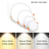 Ultra Thin LED Panel Light 6W 8W 15W 20W Aluminum Round Ceiling Recessed Downlight Open Hole Adjustable AC 85-265V