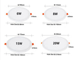 Ultra Thin LED Panel Light 6W 8W 15W 20W Aluminum Round Ceiling Recessed Downlight Open Hole Adjustable AC 85-265V