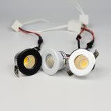 Mini LED Downlight COB 3W Cut Hole 30mm Black White Silver Body AC12V 110V 220V Dust-proof anti-fog