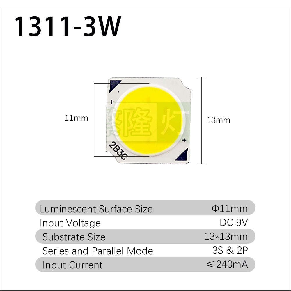 LED COB Chip 3w 5w 7w 10w 10 pcs/lot 1311 Cob Lamp Beads 240mA Warm White Light Source For Rail Spotlight Commercial Downlight