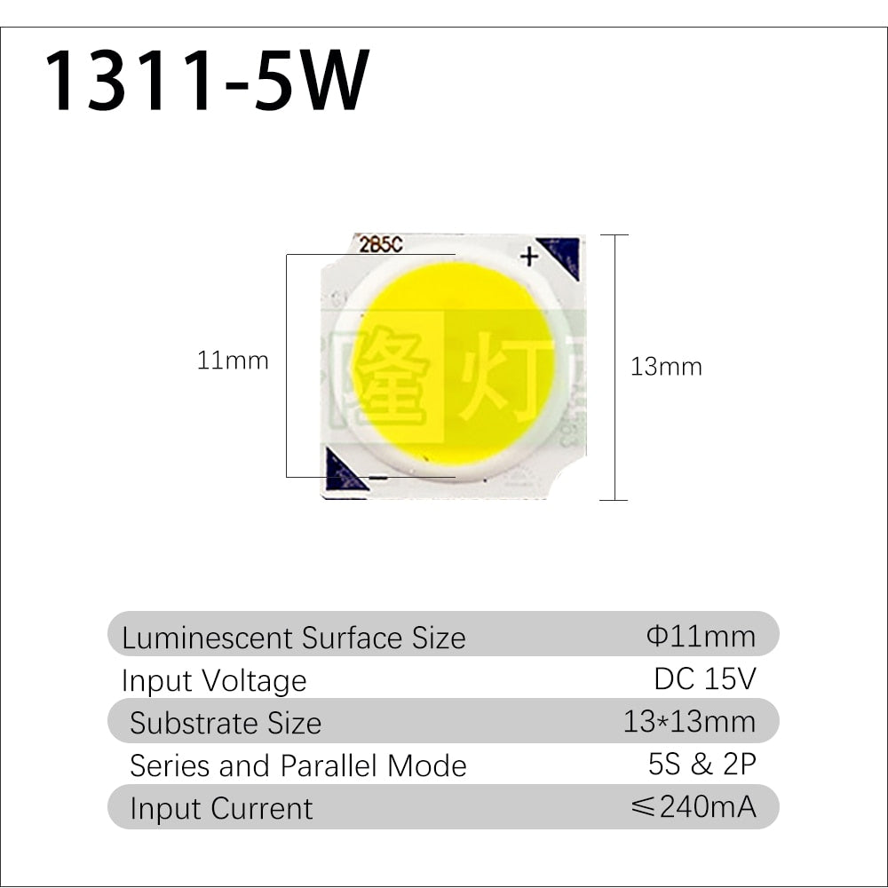 LED COB Chip 3w 5w 7w 10w 10 pcs/lot 1311 Cob Lamp Beads 240mA Warm White Light Source For Rail Spotlight Commercial Downlight