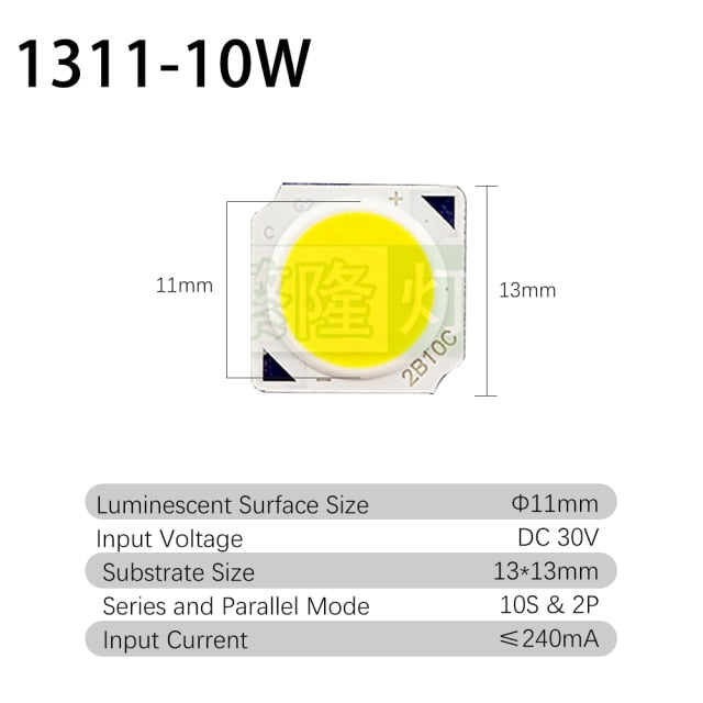 LED COB Chip 3w 5w 7w 10w 10 pcs/lot 1311 Cob Lamp Beads 240mA Warm White Light Source For Rail Spotlight Commercial Downlight