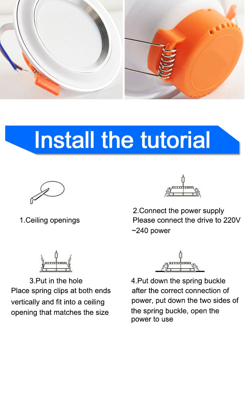 LED Panel Light 220V Spot Light Lamp Ultra Thin Recessed Downlight LED Indoor Lighting Kitchen 5W 9W 12W 18W