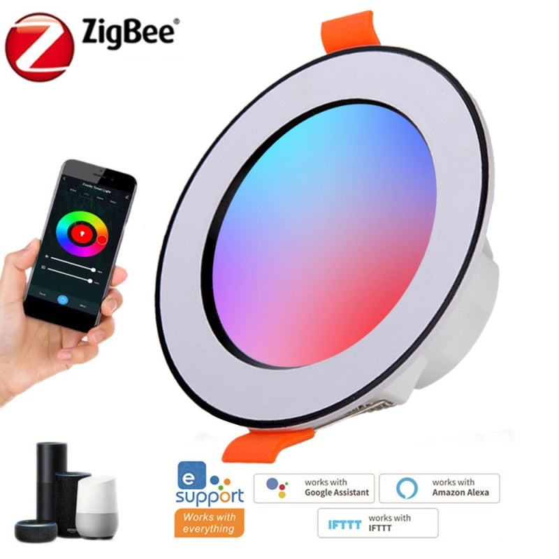 Zigbee LED Downlight WiFi TUYA Smart Life Dimming Spot Lamp 10W RGB Change Warm Cool Light Work With Alexa Google Home