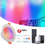 Zigbee LED Downlight WiFi TUYA Smart Life Dimming Spot Lamp 10W RGB Change Warm Cool Light Work With Alexa Google Home