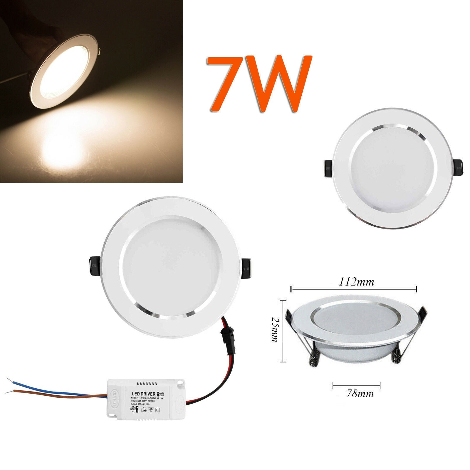 Dimmable LED Ceiling Down Light Recessed Panel Lamp Downlight Ultra-Bright Cool White Warm White AC 220V Spotlight Bulb